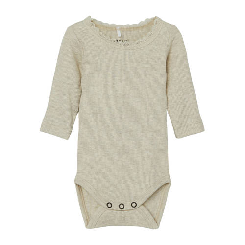 NAME IT BABY romper NBFKAB ecru melange Meisjes Katoen Ronde hals Gemêleerd