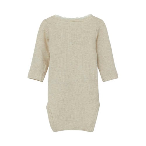 NAME IT BABY romper NBFKAB ecru melange Meisjes Katoen Ronde hals Gemêleerd
