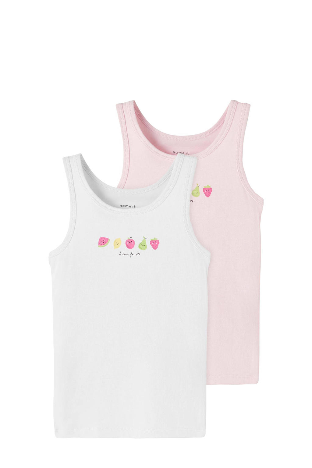 NAME IT KIDS hemd NKFTANK TOP - set van 2 roze/wit