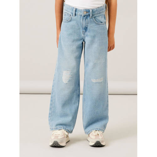 NAME IT KIDS wide leg jeans NKFROSE HW WIDE JEANS 1411-TE NOOS light blue denim Blauw Meisjes Stretchdenim