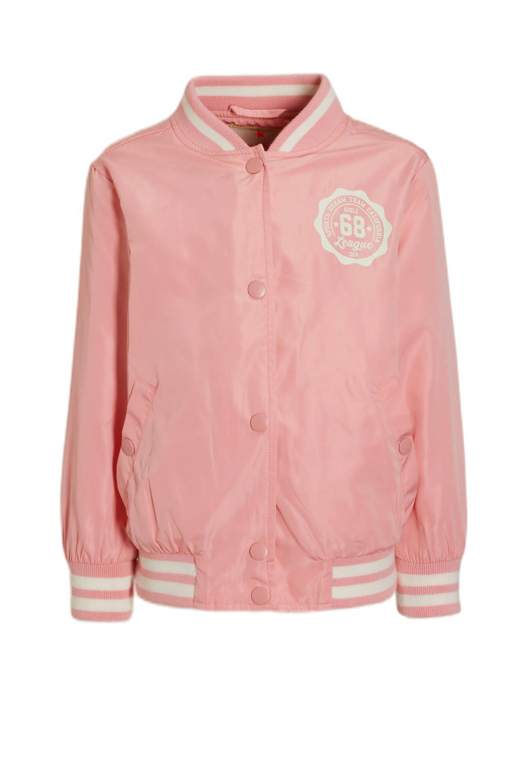 Roze meisjes Orange Stars baseball jacket Merle van polyester met printopdruk, lange mouwen, opstaande kraag en drukknoopsluiting