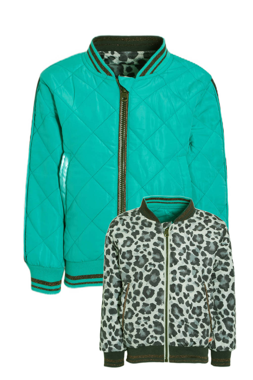 bomberjack zomer Marcella jacket reversible met all over print turquoise