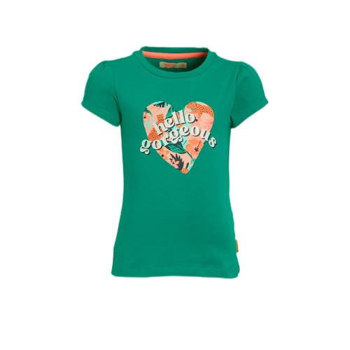Orange Stars T-shirt Mieke met printopdruk groen Meisjes Stretchkatoen Ronde hals