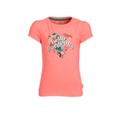 Orange Stars T-shirt Mieke met printopdruk roze Meisjes Stretchkatoen Ronde hals