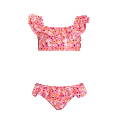 Orange Stars crop bikini Maaike met ruches roze Meisjes Polyester All over print