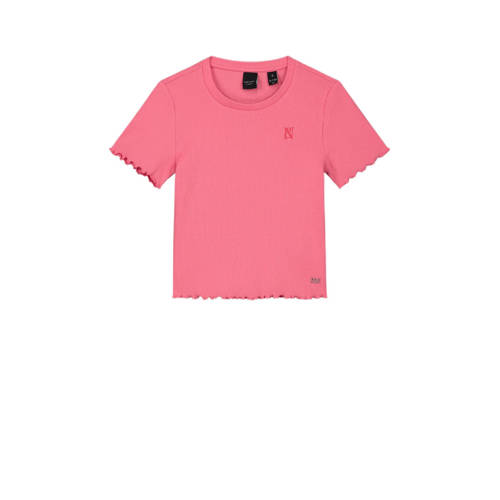 NIK&NIK T-shirt Lettuce met ruches roze Meisjes Stretchkatoen Ronde hals