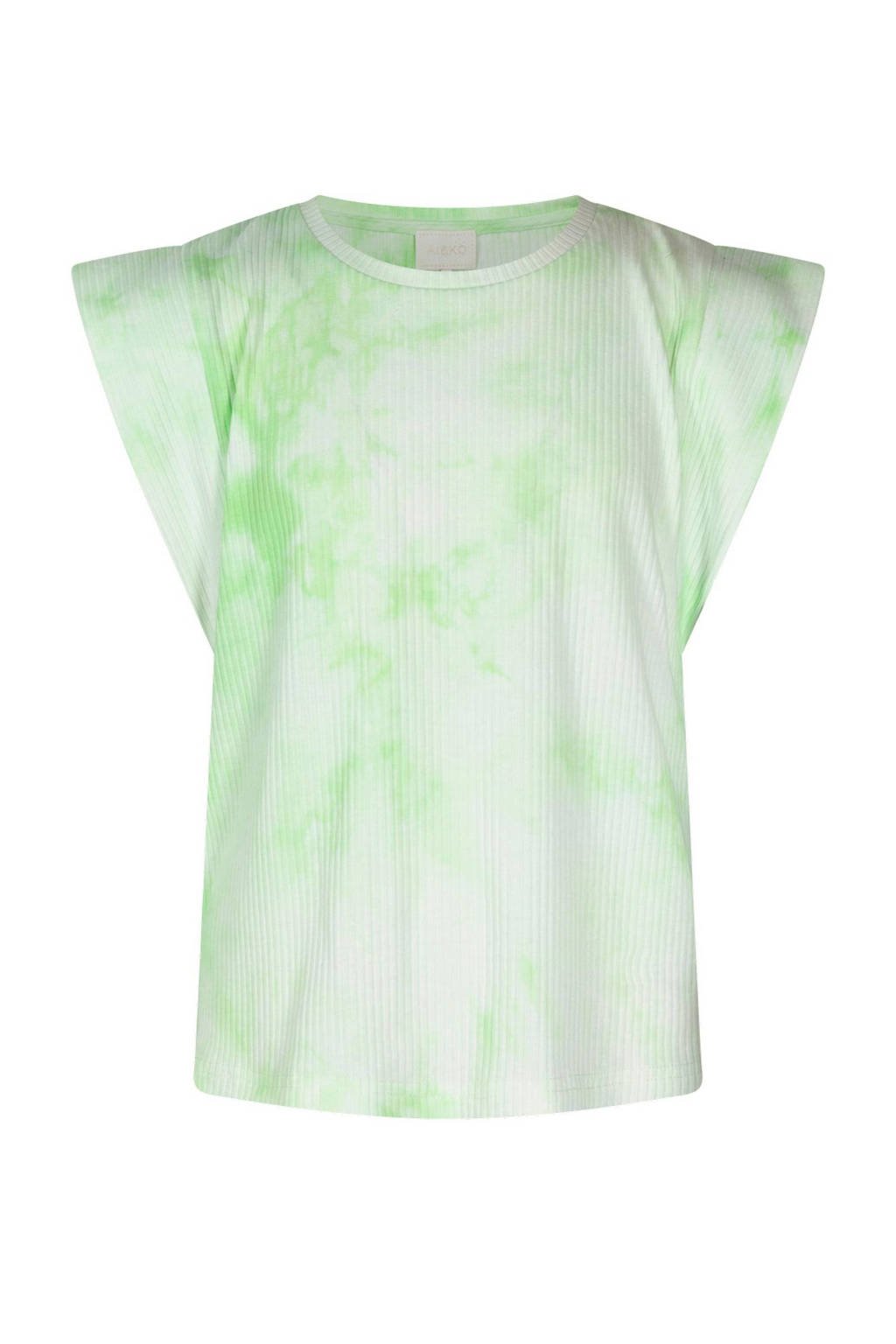 tie-dye T-shirt Cora groen/wit