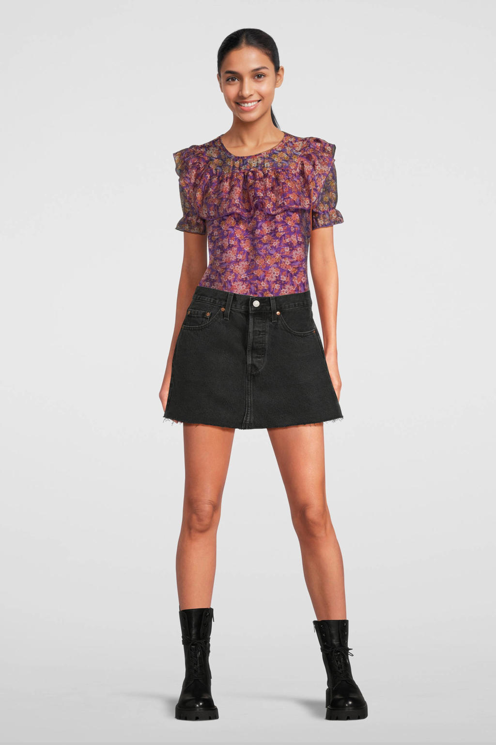 AI&KO gebloemde  top Greta paars