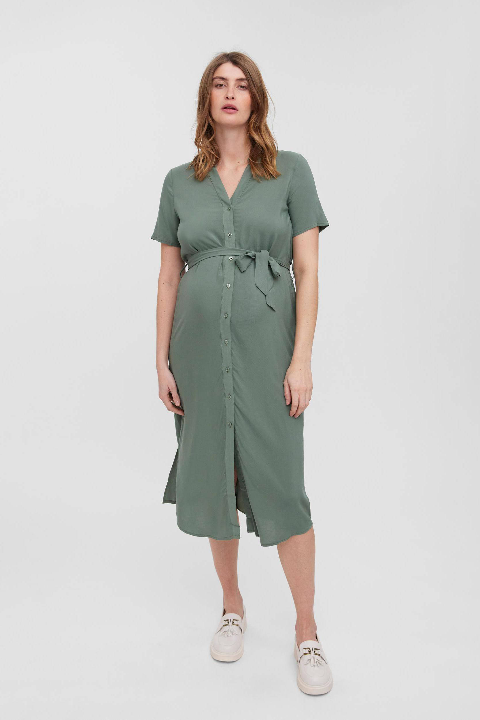 VERO MODA MATERNITY blousejurk VMMVICA kaki kleertjes