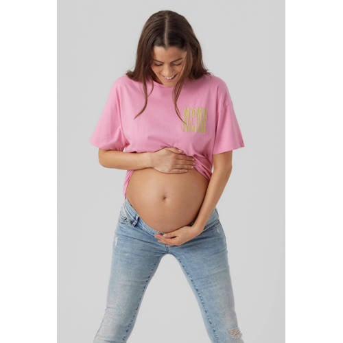 MAMALICIOUS zwangerschapsshirt MLFERIDA met biologisch katoen roze T-shirt