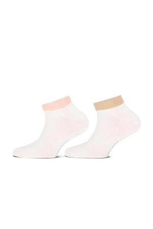 sneakersokken met lurex boord - set van 2 wit