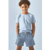 Little Label shortama met all over print van katoen blauw/grijs