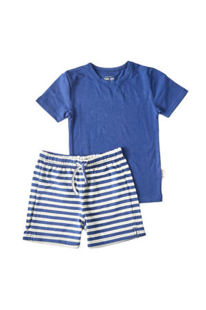 shortama van katoen blauw/grijs