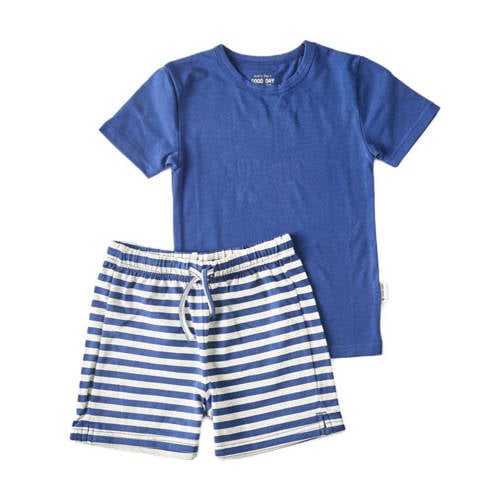 Little Label shortama van katoen blauw/grijs Jongens Stretchkatoen Ronde hals