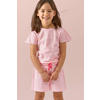 Little Label gestreepte shortama van katoen roze/wit