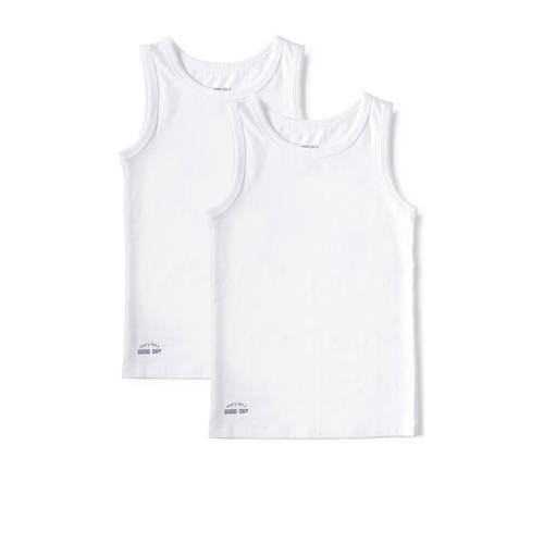 Little Label hemd van biologisch katoen - set van 2 wit Jongens Stretchkatoen (duurzaam) Ronde hals - 92