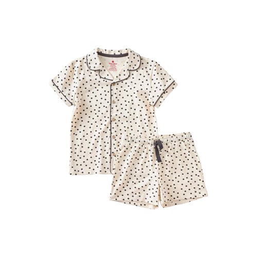 Little Label shortama met stippen van katoen ecru/zwart Meisjes Stretchkatoen Klassieke kraag