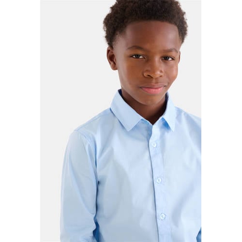Shoeby overhemd Basic lichtblauw Jongens Katoen Klassieke kraag Effen