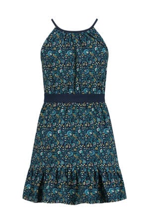 A-lijn jurk Warda met all over print donkerblauw