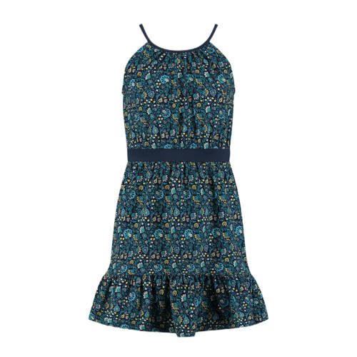Chaos-and-Order A-lijn jurk Warda met all over print donkerblauw Meisjes Stretchkatoen Ronde hals