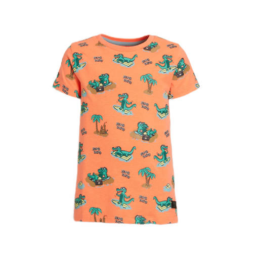 Orange Stars T-shirt Milo met all over print oranje Jongens Polyester Ronde hals