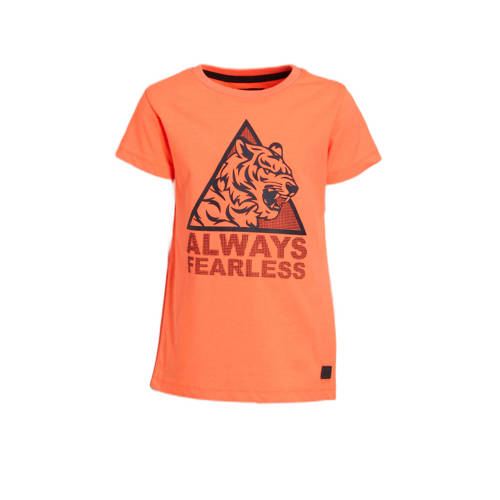 Orange Stars T-shirt Milco met printopdruk oranje Jongens Polyester Ronde hals