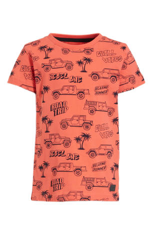 T-shirt Maurik met all over print oranje