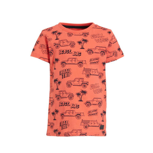 Orange Stars T-shirt Maurik met all over print oranje Jongens Katoen Ronde hals