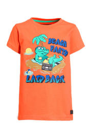 thumbnail: Oranje jongens Orange Stars T-shirt Melvin van katoen met printopdruk, korte mouwen en ronde hals