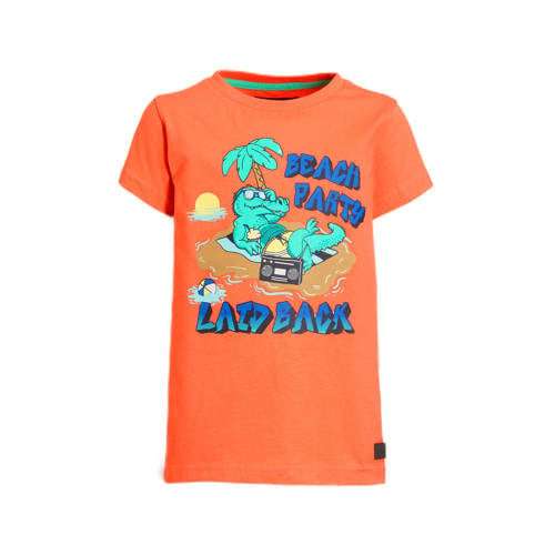 Orange Stars T-shirt Melvin met printopdruk oranje Jongens Katoen Ronde hals