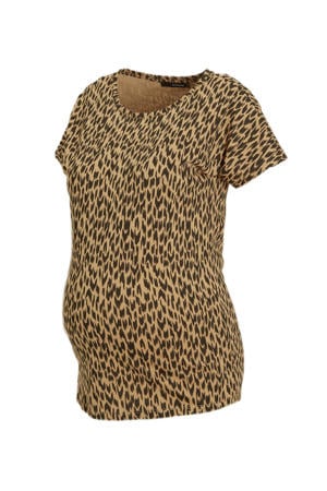 zwangerschapsshirt met all over print bruin