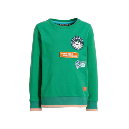 Orange Stars sweater Marinus met patches groen 