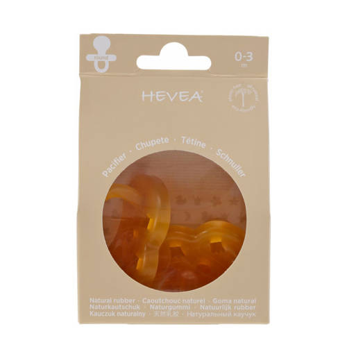 Hevea fopspeen rond “Classic' 0-3 maanden 100% natuurrubber (set van 2)