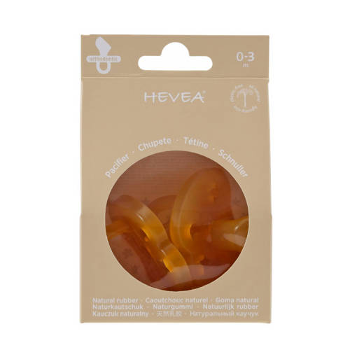 Hevea fopspeen orthodontisch “Classic' 0-3 maanden 100% natuurrubber (set van 2)