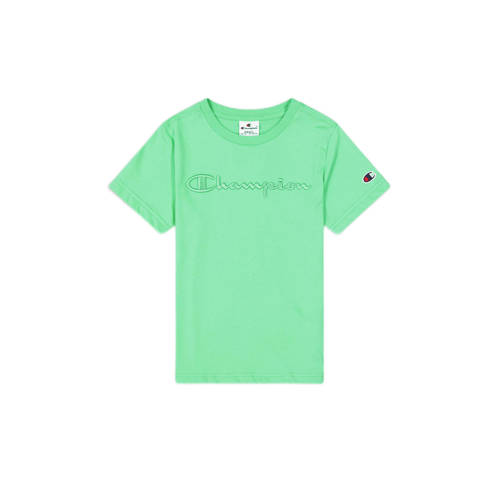 Champion T-shirt met logo groen Jongens Katoen Ronde hals Logo