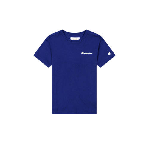 Champion T-shirt met logo kobaltblauw Jongens Katoen Ronde hals Logo - 134/140