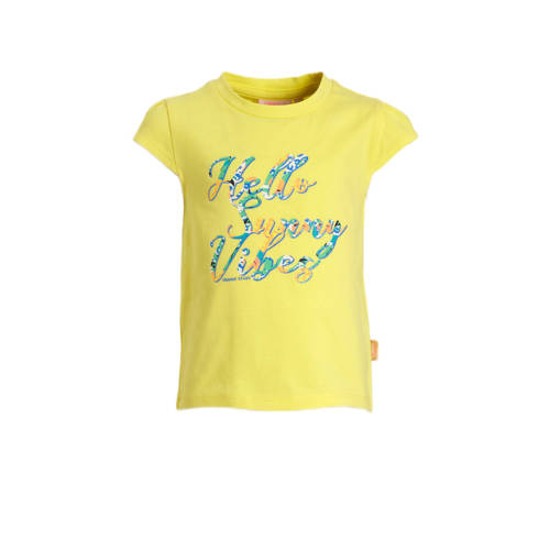 Orange Stars T-shirt Marlynn met tekst geel Meisjes Stretchkatoen Ronde hals
