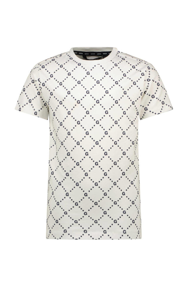 Chic Garcon T-shirt NEILY met over print offwhite kleertjes.com
