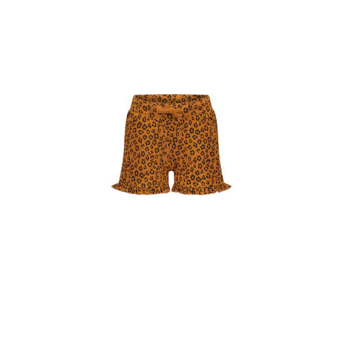 Moodstreet short met panterprint toffee bruin/zwart Korte broek Meisjes Stretchkatoen (duurzaam) - 110/116