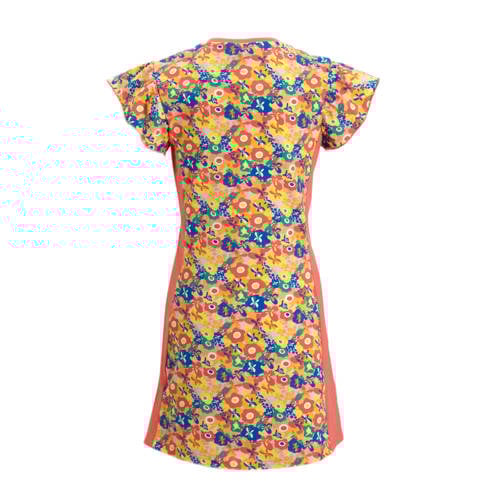 Orange Stars jurk Margareth met all over print oranje Meisjes Katoen Ronde hals 116