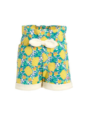 short Mona met all over print turquoise/geel