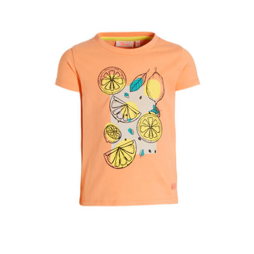 Orange Stars T-shirt Mariella met printopdruk oranje Meisjes Stretchkatoen Ronde hals