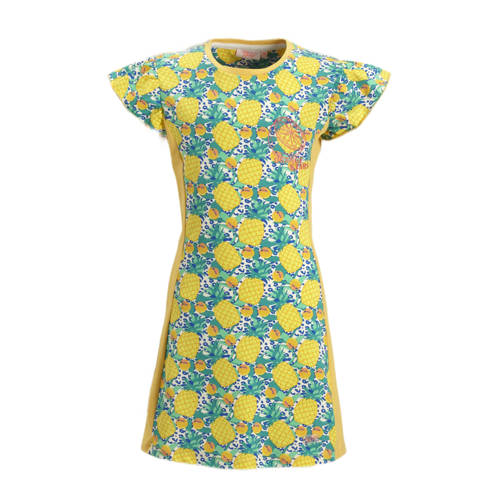 Orange Stars A-lijn jurk Magareth met all over print en ceintuur multi Meisjes Katoen Ronde hals