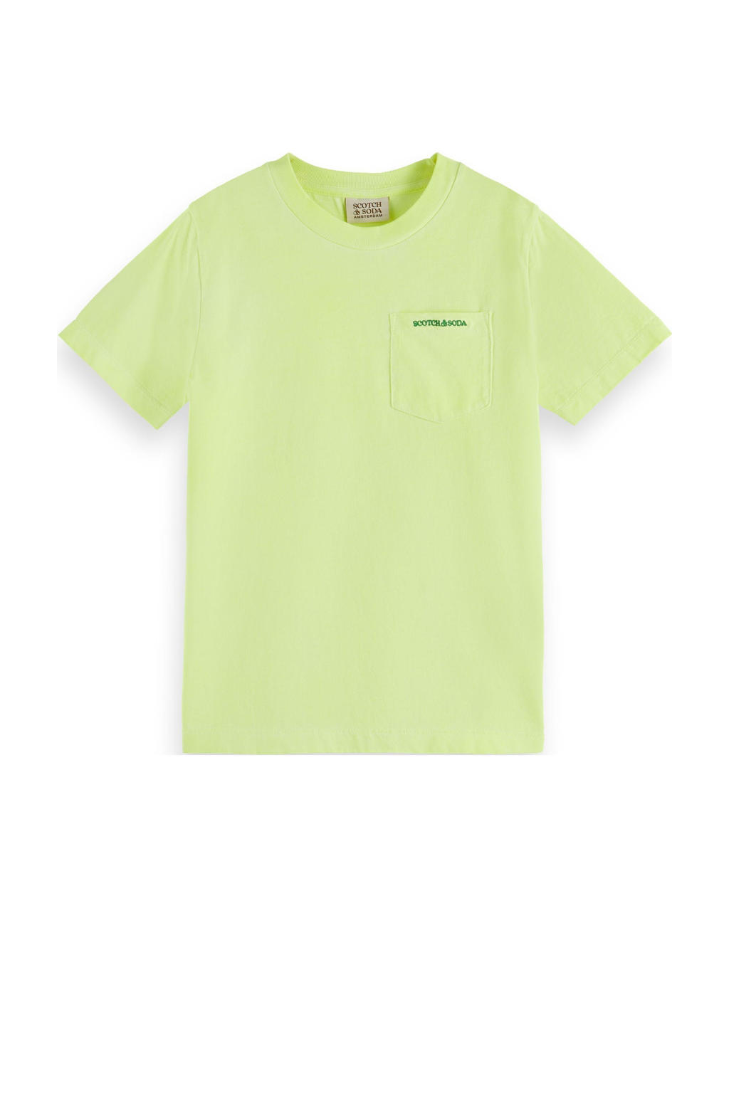 Limegroene jongens Scotch & Soda T-shirt van biologisch katoen met korte mouwen en ronde hals