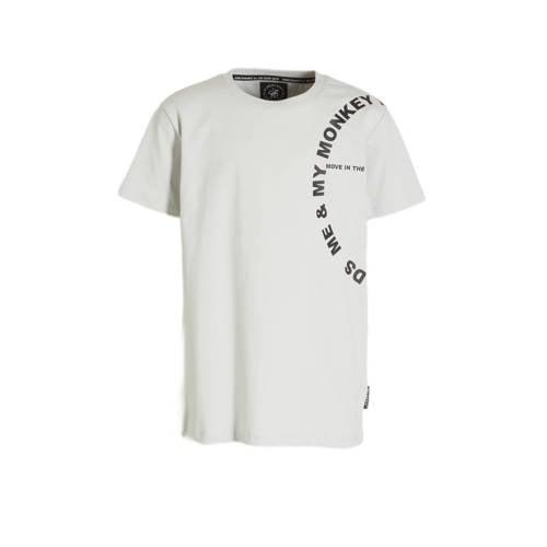 Me & My Monkey T-shirt Milan met printopdruk grijs Jongens Katoen Ronde hals
