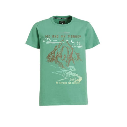 Me & My Monkey T-shirt Morris met printopdruk groen Jongens Katoen Ronde hals