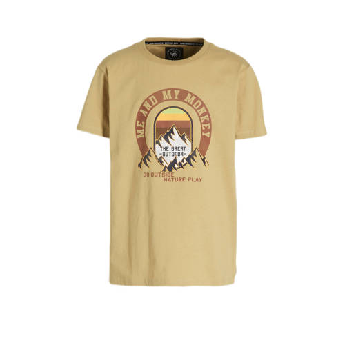 Me & My Monkey T-shirt Mozes met printopdruk beige Jongens Katoen Ronde hals