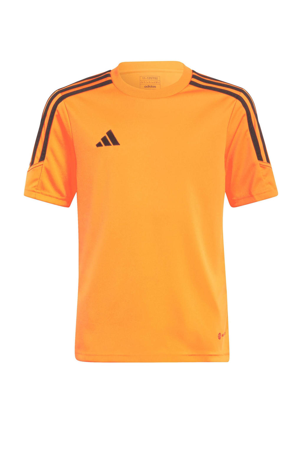 Oranje en zwarte jongens en meisjes adidas Performance sport T-shirt Tiro van polyester met korte mouwen en ronde hals