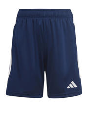 thumbnail: Donkerblauw en witte jongens en meisjes adidas Performance Junior sportshort Tiro van polyester met regular fit, elastische tailleband met koord en meerkleurige print