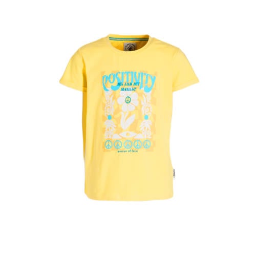 Me & My Monkey T-shirt Marit met printopdruk geel Meisjes Stretchkatoen Ronde hals